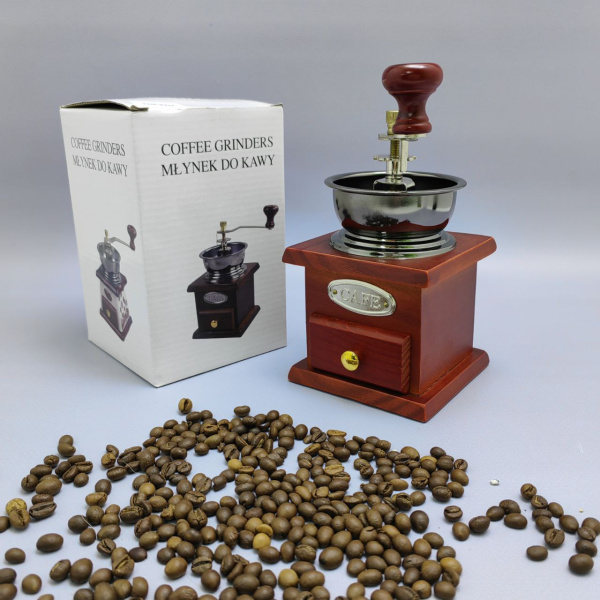 Ручная механическая деревянная кофемолка COFFEE GRINDER с регулировкой степени помола